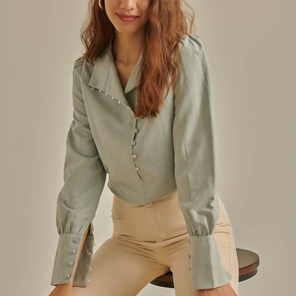 Rihoas Tops - The Classic Button Down Shirt (Bluish Grey)